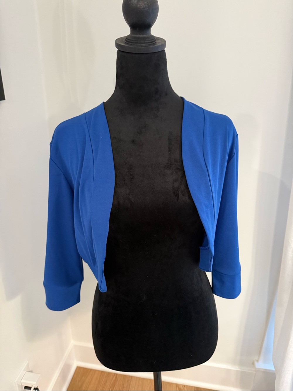 Blue Open Front Cropped Shrug Cardigan Size XL
